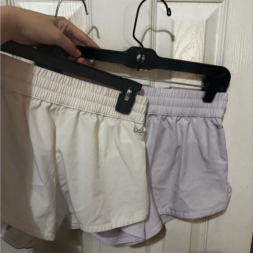 DSG Women's Athletic Shorts Bundle of Two - White and Light Purple